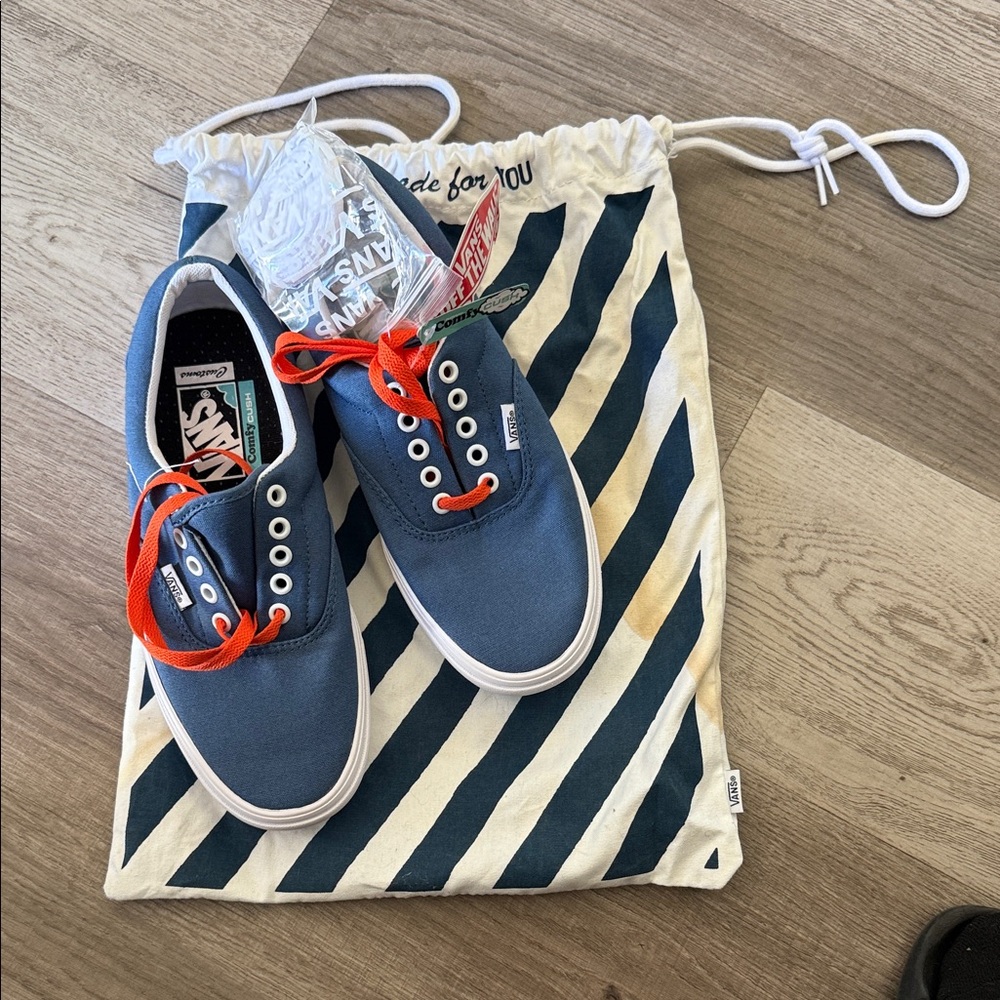 Vans Classic Blue Sneakers with Red Accents